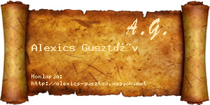 Alexics Gusztáv névjegykártya